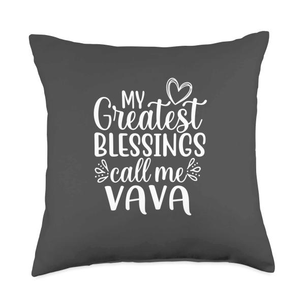 My Greatest Blessings Call Me Vava Portuguese Grandma Throw Pillow