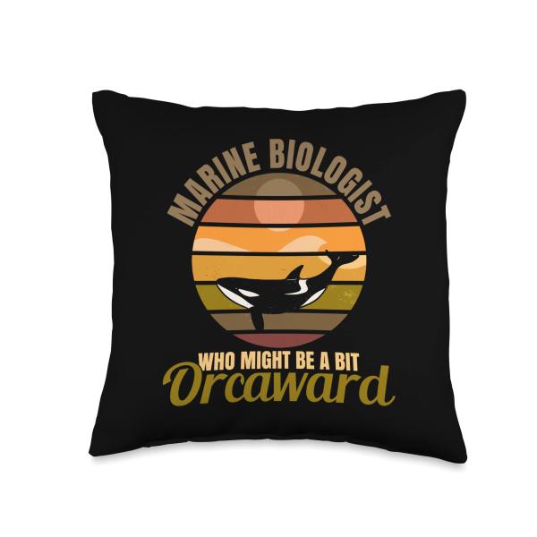 Marine Biologist Might Be Orcaward Orca Ocean Biology Pun Throw Pillow