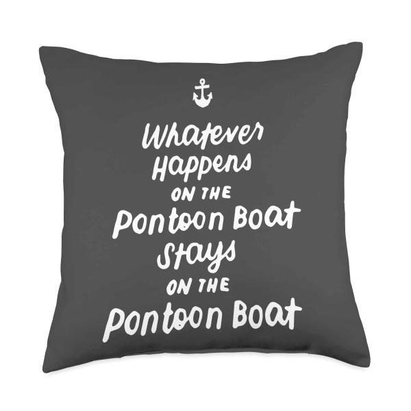 What Happens on the Pontoon Boat Captain Throw Pillow