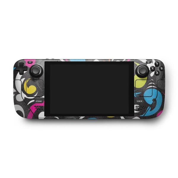 MightySkins Valve Steam Deck 用グリッタースキン「Swirly」保護デカールラップ 着脱簡単