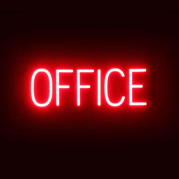 SpellBrite OFFICE Sign | Directional Sign with Neon Look, Red LED Light Source | 20.5" x 6.3"