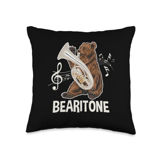 Bearitone - Baritone Player Euphonium Lover Marching Band Throw Pillow