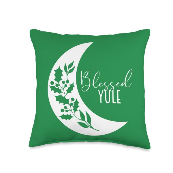 Blessed Yule Pagan Holiday Celebration Throw Pillow