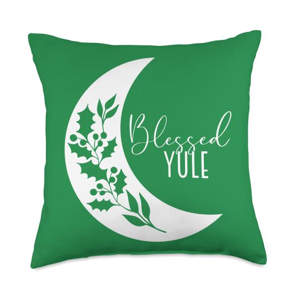 Blessed Yule Pagan Holiday Celebration Throw Pillow