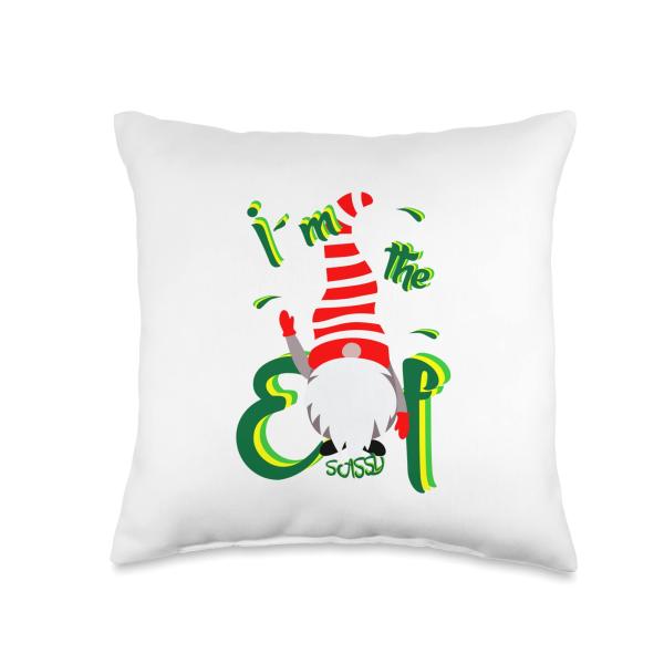 Cheeky Gnome Elf Gnome Christmas Santa Secret Santa Throw Pillow