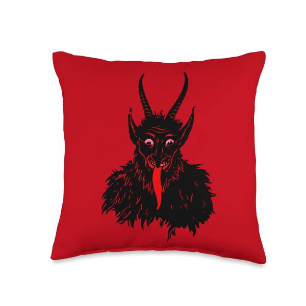 Krampus Christmas Demon - Merry Krampus Throw Pillow