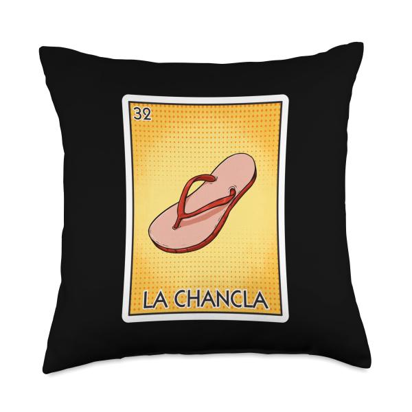 La Chancla Flip Flop Card Mexican Lottery Card La Chancla Throw Pillow
