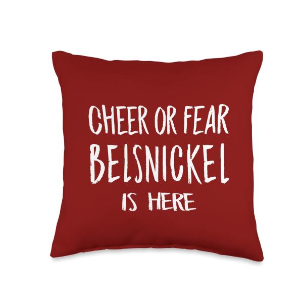Cheer or Fear Beclsnickel is Here Funny Christmas Holiday Throw Pillow