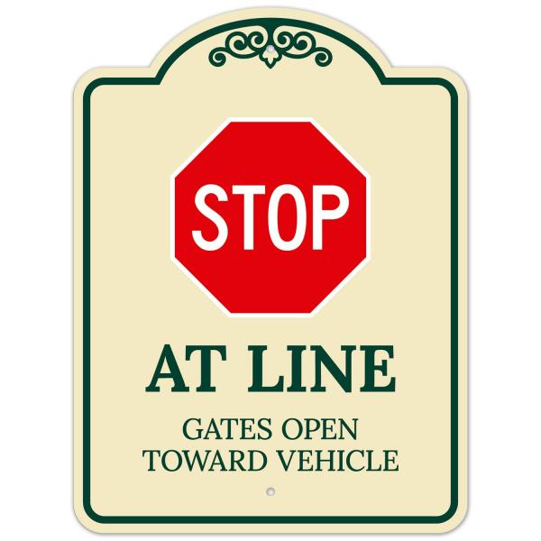 Stop at Line Gates Open Toward Vehicle D〓cor Sign, Green Light, 18x24 Inches, ACM, Fade Resistant, Made in USA