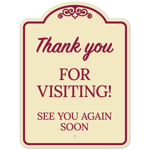 Thank You for Visiting See You Again Soon D〓cor Sign, Burgundy Light, 18x24 Inches, ACM, Fade Resistant, Made in USA
