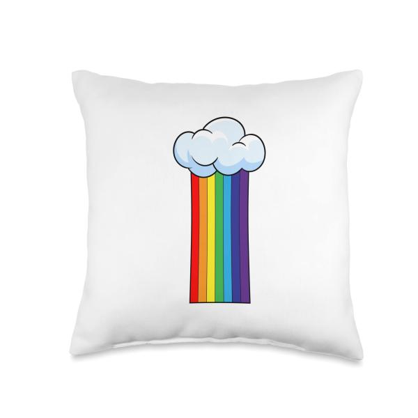 ONE LOVE - Rainbow Rain with Cloud - LGBT Gay Pride Month Throw Pillow
