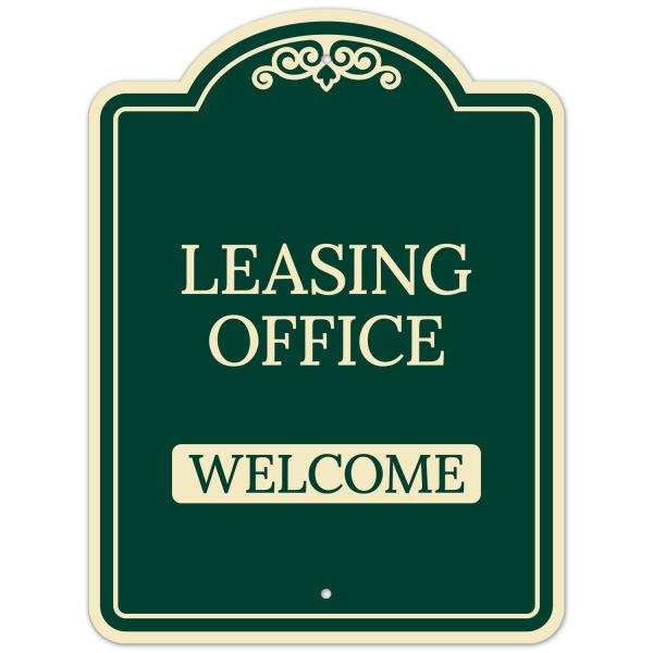Leasing Office Welcome D〓cor Sign, (SI-73768) Green Dark, 18x24 Inches, ACM, Fade Resistant, Made in USA