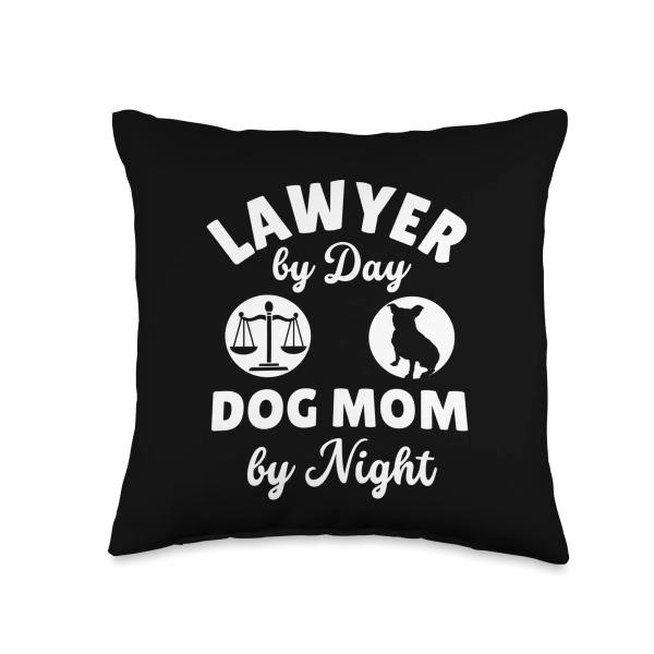 Law Women Justice Lawyer by Day Dog Mom by Night Throw Pillow