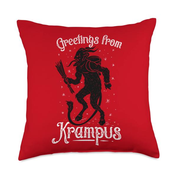 Greetings from Krampus, Fun pre-Germanic paganism Throw Pillow