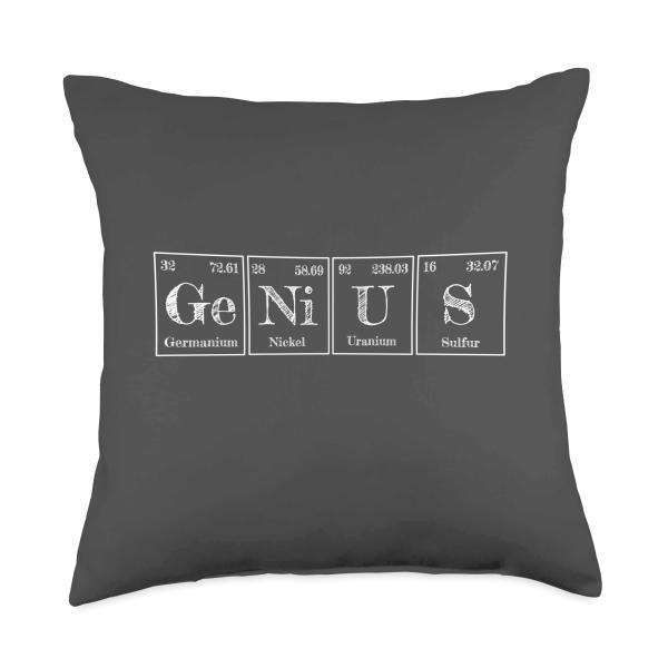 Chemistry Nerd In the Periodic Table for Scientist Genius Throw Pillow