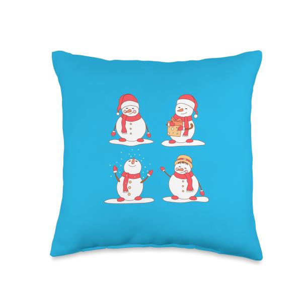 Mery Christmas - Funny Snowmen - Winter - Cute Snowmen Throw Pillow