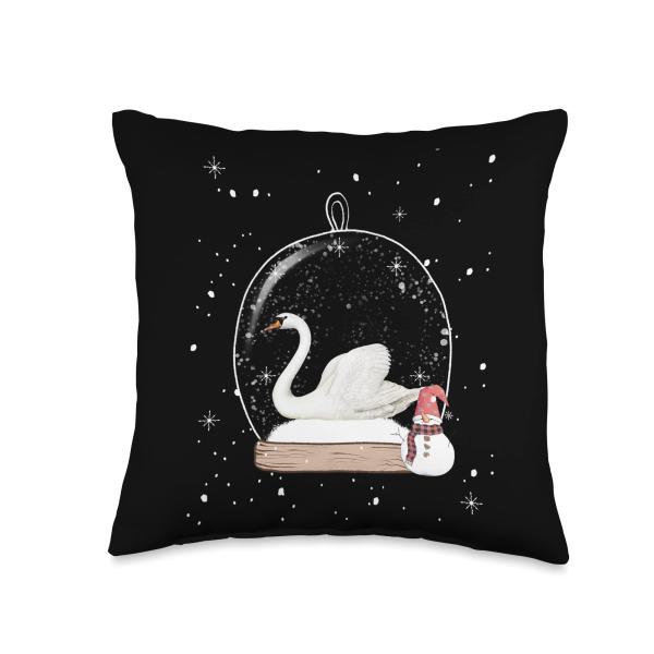 Christmas Swan Snow Globe Pajama Throw Pillow