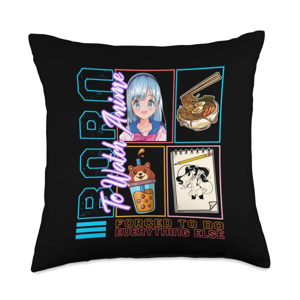 Born To Watch Anime Forced To Do Everything Else, Anime Otak Throw Pillow