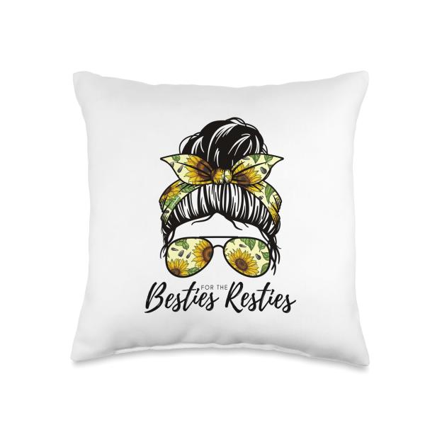 Besties For The Resties Hair Bandana Matching Mommy and Me Throw Pillow