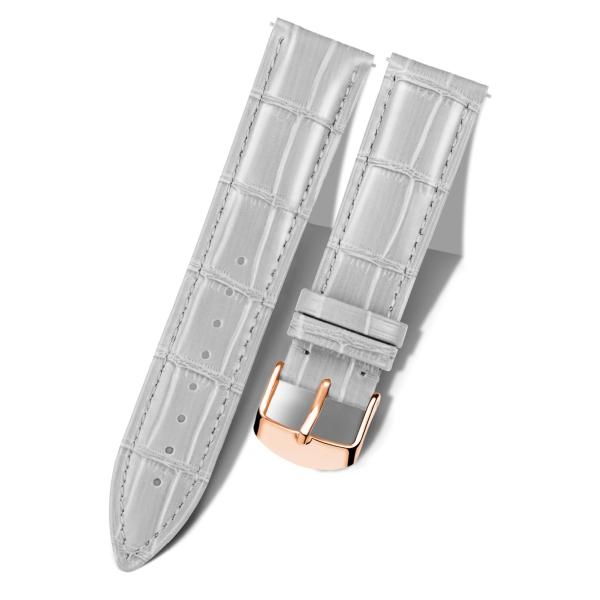 BINLUN Leather Watch Band Genuine Calfskin Replacement Watch Strap Quick Release Crocodile Pattern 10 Colors 13 Sizes for Men Women（Rose Gold Buckle,