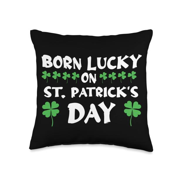 Shamrock Clover Birth Lucky On Saint Patrick Day Throw Pillow