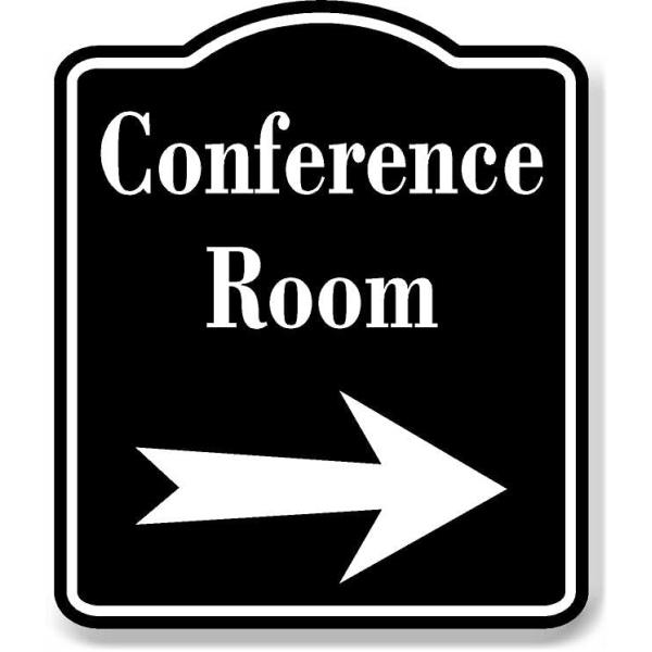 Conference Room Right Arrow BLACK Aluminum Composite Sign, 20"24"