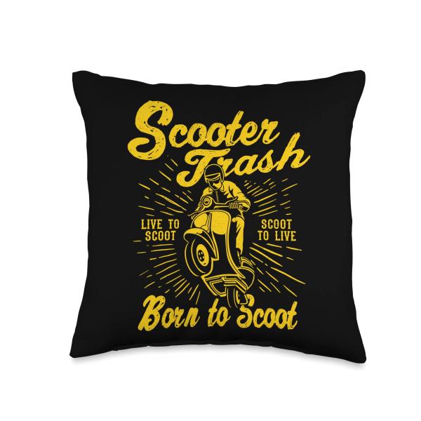 Scooter Trash Retro Distressed Style Scooter Humor Design Throw Pillow
