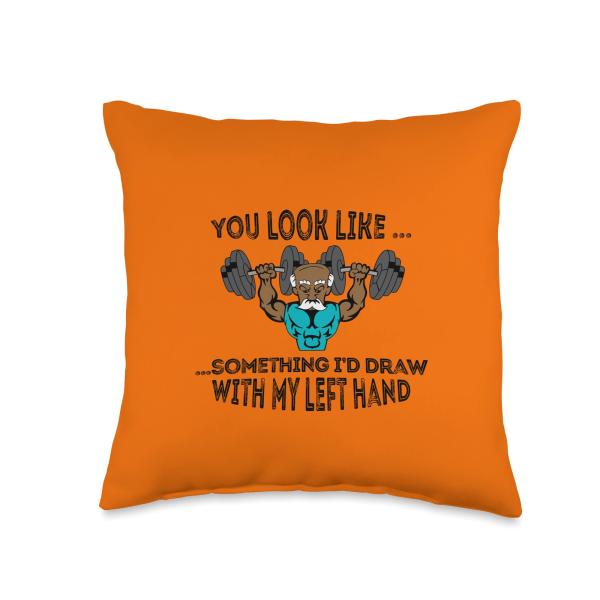 Badass Grandpa ...Something I'd draw with my left hand Throw Pillow
