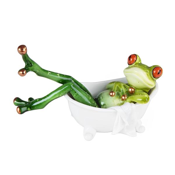 ICE ARMOR 6" W Frog in Bath Tub Statue Funny Animal Decoration Figurine
