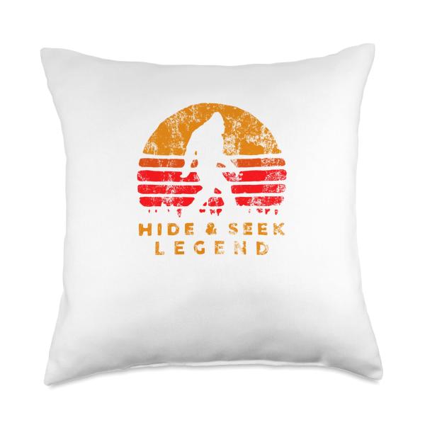 Hide and Seek Legend Champion Bigfoot Believer Yeti Vintage Throw Pillow