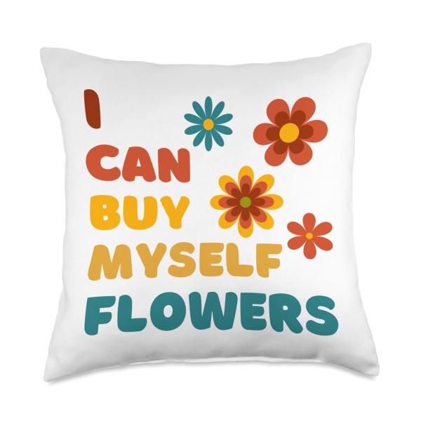 I Can Buy Myself Flowers Retro Vintage Self-Love Valentines Throw Pillow