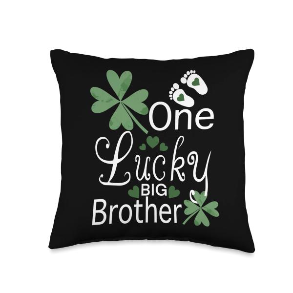 New sibling, one lucky big brother design, lucky big bro Throw Pillow