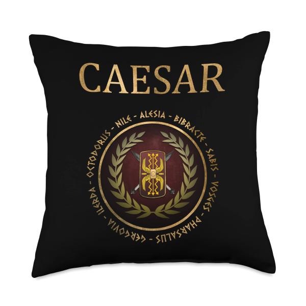 Julius Caesar Famous Battles Ancient Roman Shield Symbol Throw Pillow