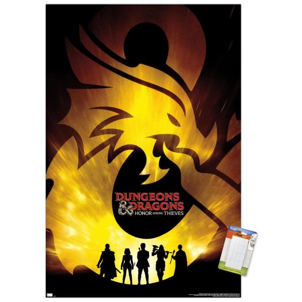 Trends International Dungeons ＆ Dragons: Honor Among Thieves - Teaser One Sheet Wall Poster, 22.4L x 14.7W, Premium Poster ＆ Mount Bundle