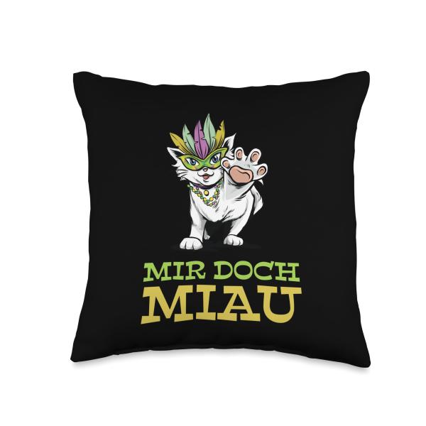 Mir Doch Miau I Don't Meow I Don't Care Cat Mardi Gras Throw Pillow