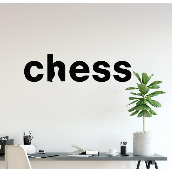 Vinyl Wall Decal Chess Player Room Board Game Piece Word Stickers Mural (ig6509) Black (M 9.5 in X 35 in)