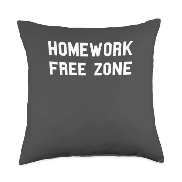 Homework Free Zone Slacker Graduation Day Funny Fan White Throw Pillow