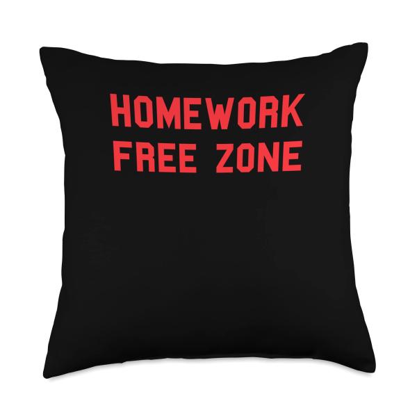 Homework Free Zone Slacker Graduation Day Funny Fan Red Throw Pillow
