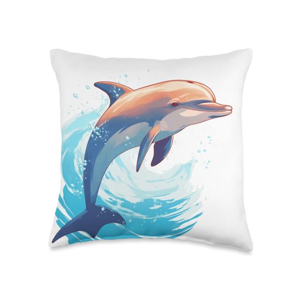 Save The Dolphins Retro Tees and Gifts Save Endangered Species | Vintage Dolphin Lover Throw Pillow, 16x16