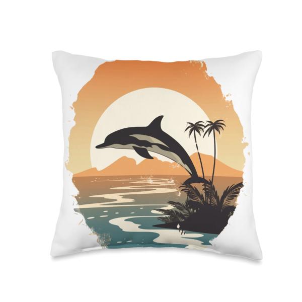 Save The Dolphins Retro Tees and Gifts Save Endangered Species | Vintage Dolphin Lover Throw Pillow, 16x16