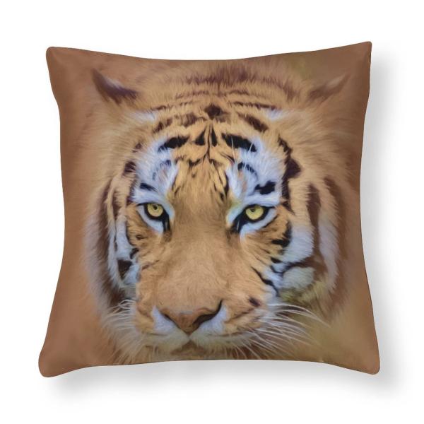 Large Couch Pillows 16"x16" Cool Tiger Satin Throw Pillow Covers Animal Big Cat Wild Animal Face Throw Pillow Cover Square Zippered for Couch Car Sofa