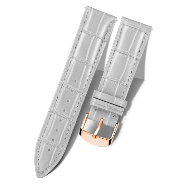 BINLUN Leather Watch Band Genuine Calfskin Replacement Watch Strap Quick Release Crocodile Pattern 10 Colors 13 Sizes for Men Women(Rose-Gold Buckle,G