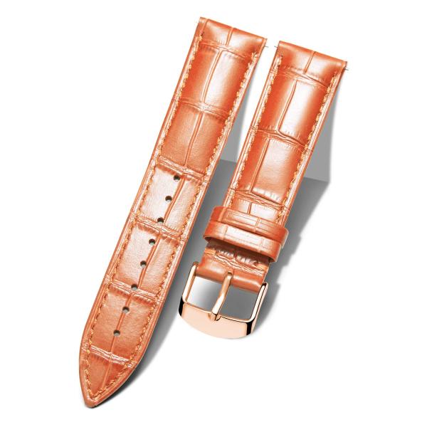 BINLUN Leather Watch Band Genuine Calfskin Replacement Watch Strap Quick Release Crocodile Pattern 10 Colors 13 Sizes for Men Women(Rose-Gold Buckle,O