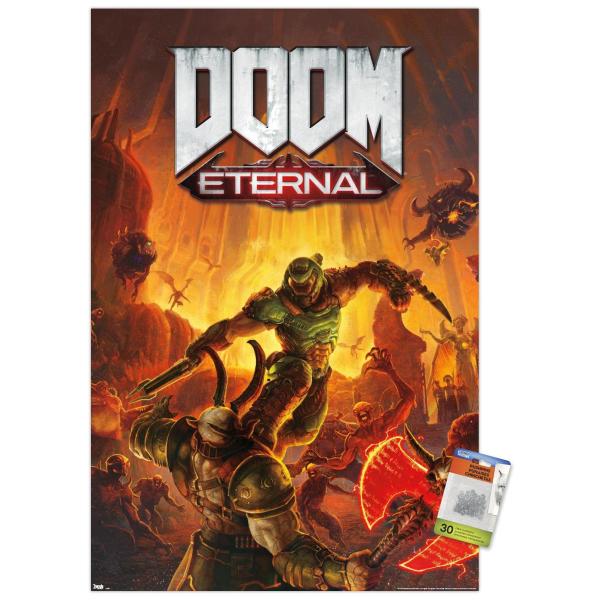 Trends International Doom Eternal - Marauder Wall Poster, 22.37" x 34.00", Premium Poster ＆ Push Pin Bundle