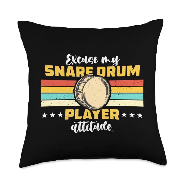 Snare Drum Designs for Drummer Excuse Player Percussion Instrument Snare Drum Throw Pillow, 18x18