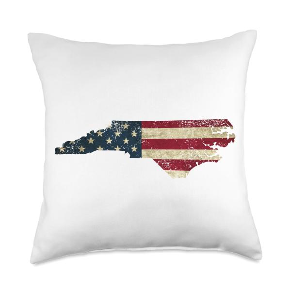 Patriotic State of North Carolina USA Flag for Men Women Kid Throw Pillow