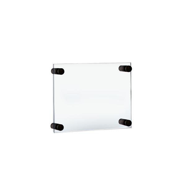 Azar Displays 105511-BLK Acrylic Floating Double Panel Wall Frame,8.5" x 5.5" Graphic Size, Overall Frame Size: 12.5" x 9.5", Black