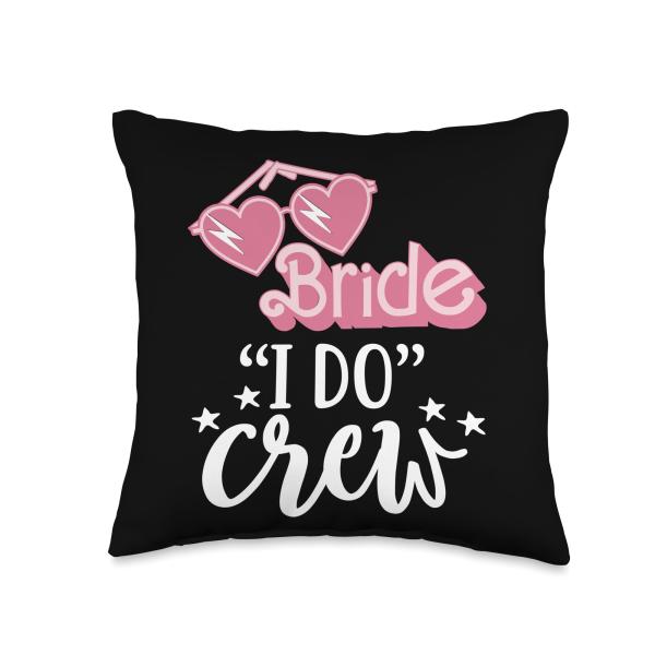 Bachelorette Party Shirts I Do Crew Bridesmaid I Do Crew Shirts Black and White Bride Bachelorette Party Throw Pillow, 16x16