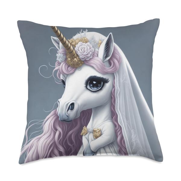 Einhorn Braut Unicorn Bride Throw Pillow, 18x18