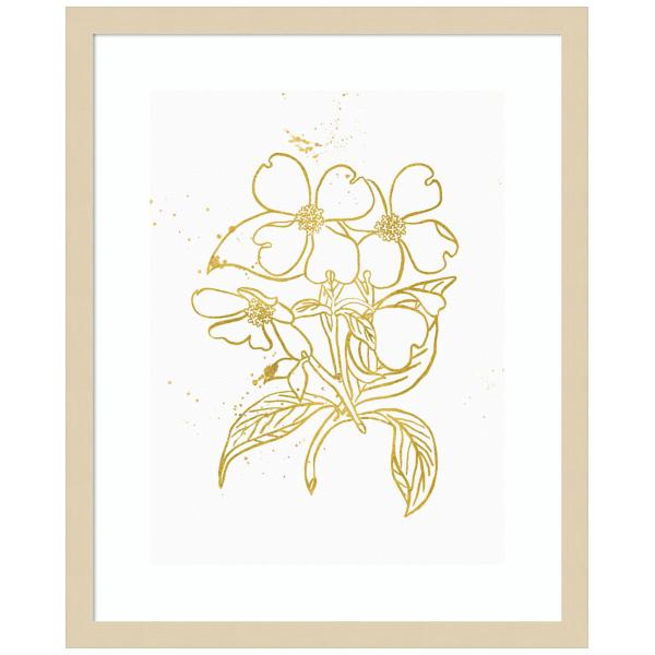 Amanti Art Framed Wall Art Print 21x17 Gold Blooms III by Wild Apple Portfolio, Abstract Wall Art, Modern Contemporary Decor, Small Poster Painting Ar